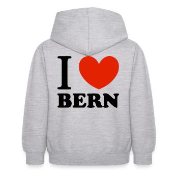J’aime Berne - Sweat à capuche Enfant - gris clair chiné - Dos - AI Model Kid Female (0cm)