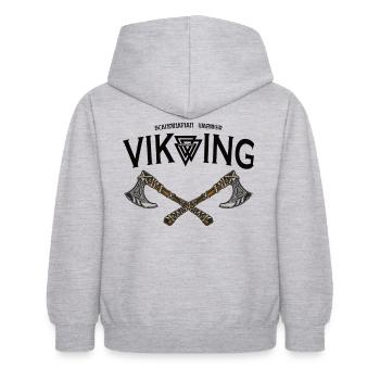Viking - Kinder Hoodie - Hellgrau meliert - Hinten - AI Model Kid Female (0cm)