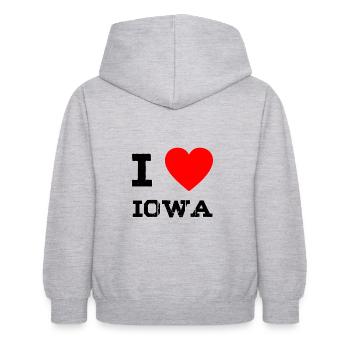 i love IOWA - Kinder Hoodie - Hellgrau meliert - Hinten - AI Model Kid Female (0cm)