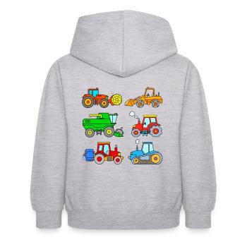 Traktor Trecker - Kinder Hoodie - Hellgrau meliert - Hinten - AI Model Kid Female (0cm)