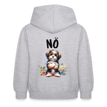 Drôle de dicton havanais non pour les amoureux des chiens - Sweat à capuche Enfant - gris clair chiné - Dos - AI Model Kid Female (0cm)