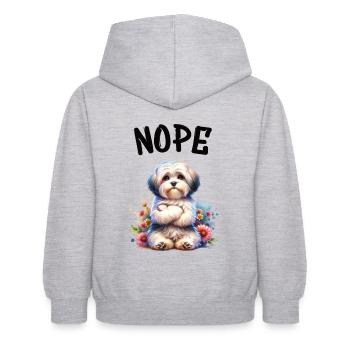 Drôle de dicton havanais non pour les amoureux des chiens - Sweat à capuche Enfant - gris clair chiné - Dos - AI Model Kid Female (0cm)