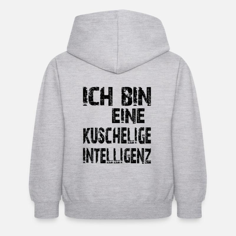 KI Spruch Ich bin eine kuschelige Intelligenz - Kinder Hoodie - Hellgrau meliert