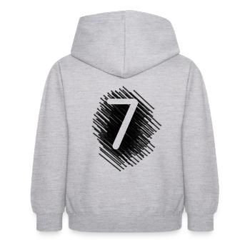 Nombre 7 Sept - Sweat à capuche Enfant - gris clair chiné - Dos - AI Model Kid Female (0cm)