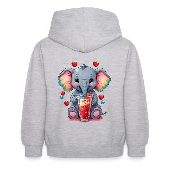 Un petit éléphant mignon boit de la limonade - Sweat à capuche Enfant - gris clair chiné - Dos - AI Model Kid Female (0cm)
