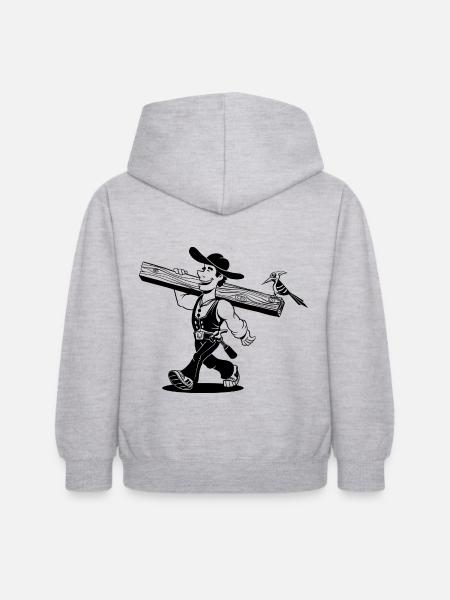 Zimmermann Cartoon - Kinder Hoodie - Hellgrau meliert