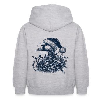 Weihnachtsgans Tollpatsch Mit Lichterkette - Kinder Hoodie - Hellgrau meliert - Hinten - AI Model Kid Female (0cm)