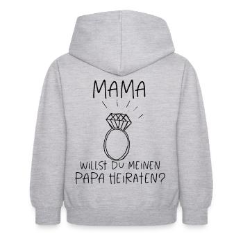 Mama willst du meinen Papa heiraten Antrag Baby - Kinder Hoodie - Hellgrau meliert - Hinten - AI Model Kid Female (0cm)