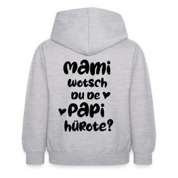 Mama willst du meinen Papa heiraten Antrag Baby - Kinder Hoodie - Hellgrau meliert - Hinten - AI Model Kid Female (0cm)