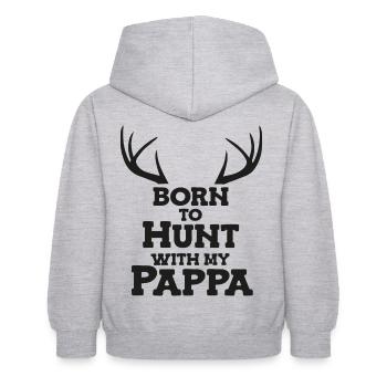 Geboren, um mit Papa zu jagen - Kinder Hoodie - Hellgrau meliert - Hinten - AI Model Kid Female (0cm)