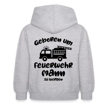 Geboren um Feuerwehrmann zu werden Feuerwehr - Kinder Hoodie - Hellgrau meliert - Hinten - AI Model Kid Female (0cm)