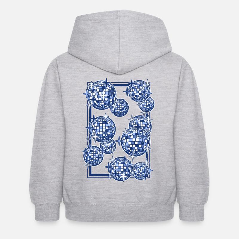 Des boules miroir bleues - Sweat à capuche Enfant - gris clair chiné