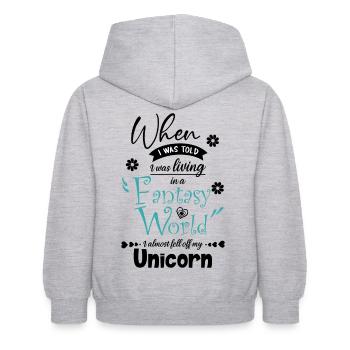 Monde fantastique - Sweat à capuche Enfant - gris clair chiné - Dos - AI Model Kid Female (0cm)
