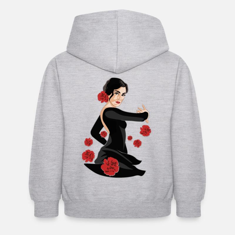 ŒILLETS DANSEUSE DE FLAMENCO - Sweat à capuche Enfant - gris clair chiné