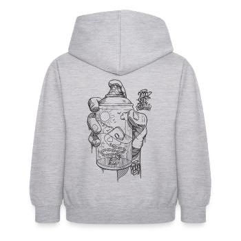 hand spray ZERO bw - Kinder Hoodie - Hellgrau meliert - Hinten - AI Model Kid Female (0cm)