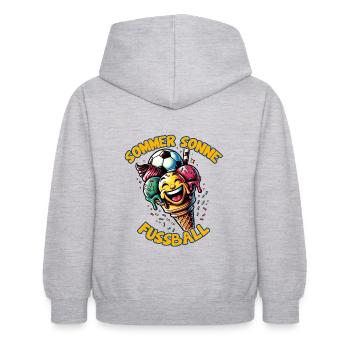 Sommer Sonne Fussball lachende Eistüte - Kinder Hoodie - Hellgrau meliert - Hinten - AI Model Kid Female (0cm)
