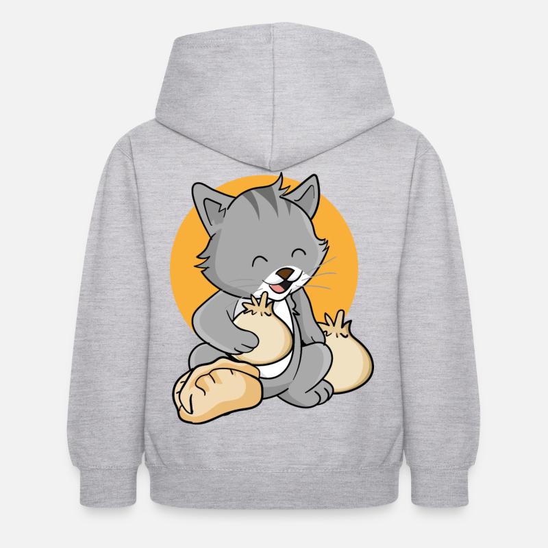 Chat Dumpling - Sweat à capuche Enfant - gris clair chiné