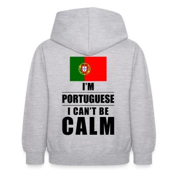 Dicton portugais - Sweat à capuche Enfant - gris clair chiné - Dos - AI Model Kid Female (0cm)