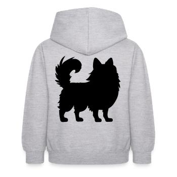 Pomeranian Zwergspitz - Kinder Hoodie - Hellgrau meliert - Hinten - AI Model Kid Female (0cm)