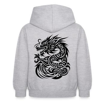 Dragon Tribal Tattoo Kunstvolles Design - Kinder Hoodie - Hellgrau meliert - Hinten - AI Model Kid Female (0cm)