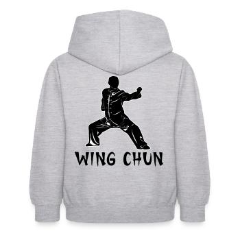 Wing Chun - Sweat à capuche Enfant - gris clair chiné - Dos - AI Model Kid Female (0cm)