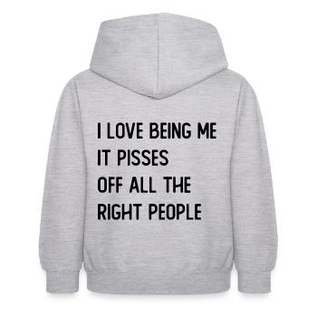I love being me it pisses off all the right people - Kids Hoodie - light heather grey - Back - AI Model Kid Female (0cm)