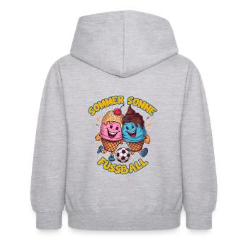 Soleil d’été Soccer Rire Coups de pied Cornets de crème glacée - Sweat à capuche Enfant - gris clair chiné - Dos - AI Model Kid Female (0cm)