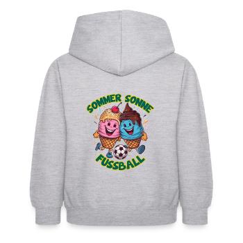 Sommer Sonne Fussball lachende kickende Eistüten - Kinder Hoodie - Hellgrau meliert - Hinten - AI Model Kid Female (0cm)