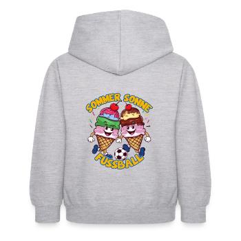 Sommer Sonne Fussball lachende kickende Eistüten - Kinder Hoodie - Hellgrau meliert - Hinten - AI Model Kid Female (0cm)