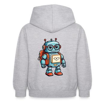Lustiger kleiner Roboter mit Schulranzen - Kinder Hoodie - Hellgrau meliert - Hinten - AI Model Kid Female (0cm)