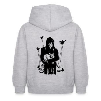TIERVERSUCHSFREI / Frohe Ostern - Kinder Hoodie - Hellgrau meliert - Hinten - AI Model Kid Female (0cm)