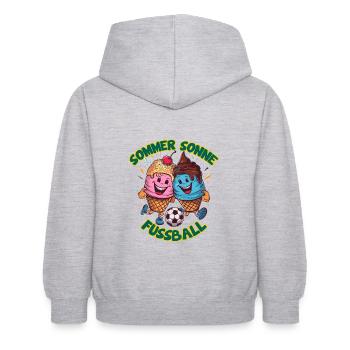 Soleil d’été Soccer Rire Coups de pied Cornets de crème glacée - Sweat à capuche Enfant - gris clair chiné - Dos - AI Model Kid Female (0cm)