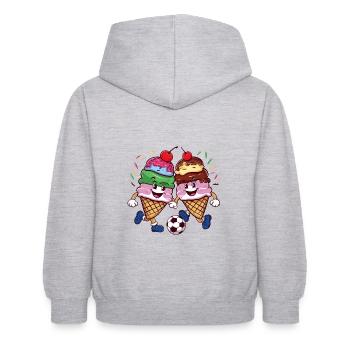 Soleil d’été Soccer Rire Coups de pied Cornets de crème glacée - Sweat à capuche Enfant - gris clair chiné - Dos - AI Model Kid Female (0cm)