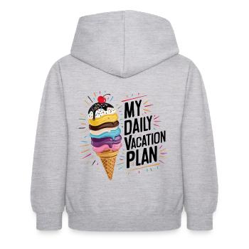 mein täglicher Plan Eis Essen bunte Eistüte - Kinder Hoodie - Hellgrau meliert - Hinten - AI Model Kid Female (0cm)