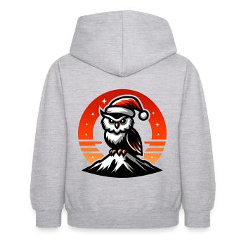 Lustige bunte Weihnachtseule mit Nikolausmütze - Kinder Hoodie - Hellgrau meliert - Hinten - AI Model Kid Female (0cm)