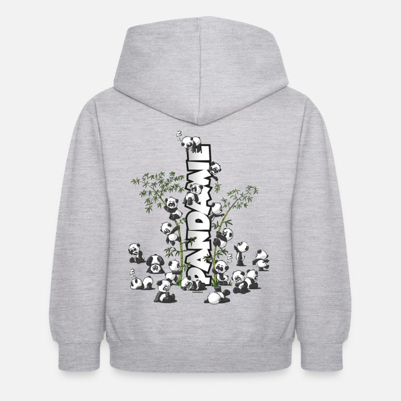 Panda’s « Pandamie » mignon ours panda câlin - Sweat à capuche Enfant - gris clair chiné