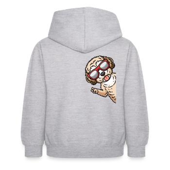 Maltipoo Hund Mit Sonnenbrille Von Seite - Kinder Hoodie - Hellgrau meliert - Hinten - AI Model Kid Female (0cm)