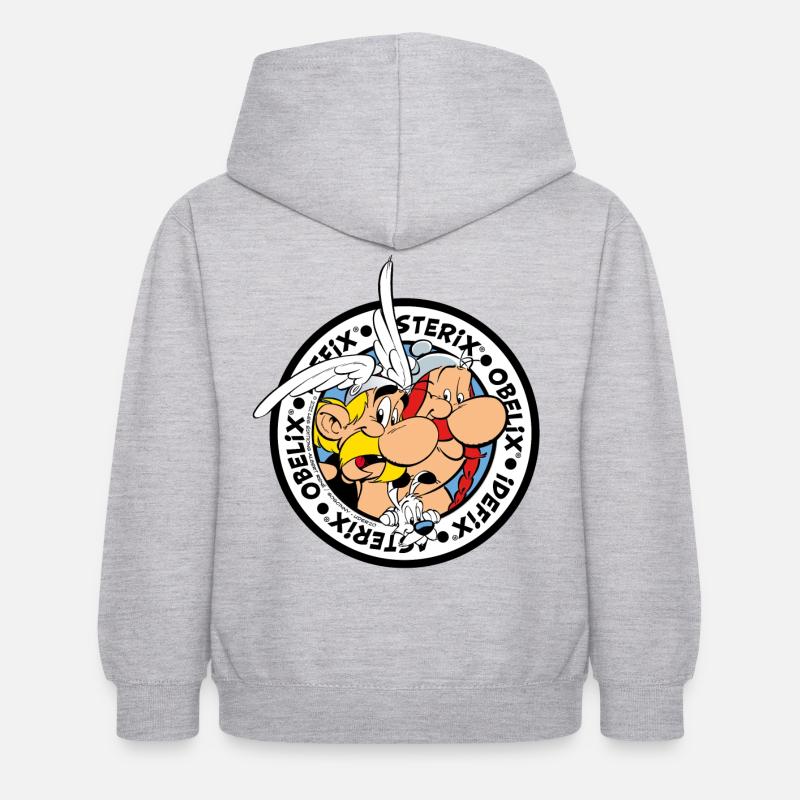 Astérix & Obélix Á l'aventure Avec Idéfix - Sweat à capuche Enfant - gris clair chiné