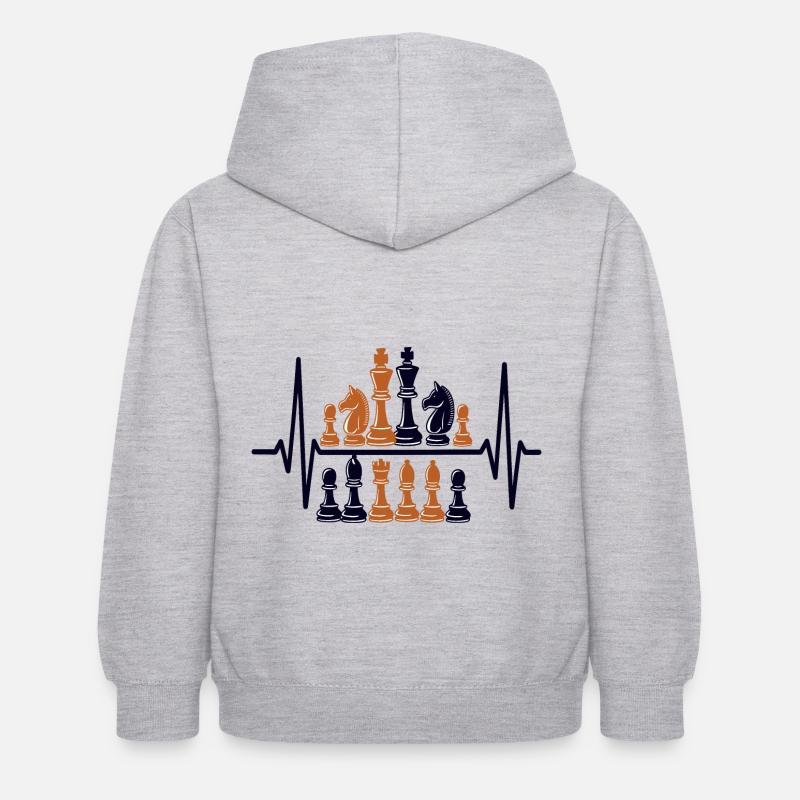 Pièces d’échecs King Stratégie Design - Sweat à capuche Enfant - gris clair chiné