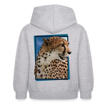Guépard - Sweat à capuche Enfant - gris clair chiné - Dos - AI Model Kid Female (0cm)