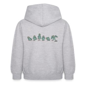 Owls - Turquoise - Sweat à capuche Enfant - gris clair chiné - Dos - AI Model Kid Female (0cm)