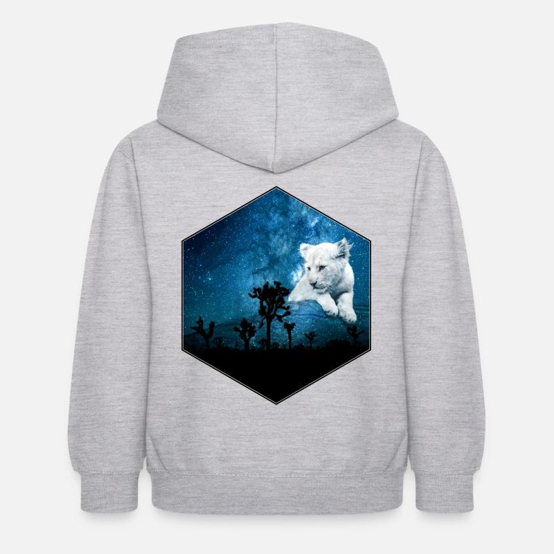 lionceau - Sweat à capuche Enfant - gris clair chiné