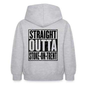 Straight Outta Stoke auf Trent - Kinder Hoodie - Hellgrau meliert - Hinten - AI Model Kid Female (0cm)