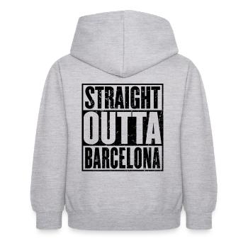 Straight Outta Barcelone - Sweat à capuche Enfant - gris clair chiné - Dos - AI Model Kid Female (0cm)