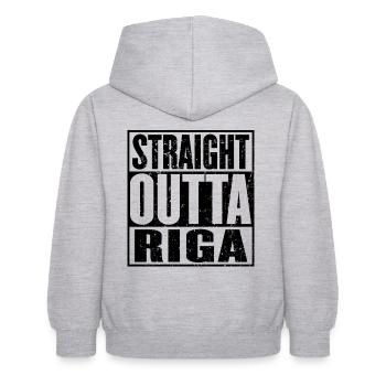 Straight Outta Riga Vintage - Sweat à capuche Enfant - gris clair chiné - Dos - AI Model Kid Female (0cm)