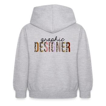 Graphic Designer Leopard Print Funny - Kids Hoodie - light heather grey - Back - AI Model Kid Female (0cm)