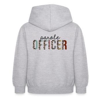 Agent de libération conditionnelle Leopard Print Drôle - Sweat à capuche Enfant - gris clair chiné - Dos - AI Model Kid Female (0cm)