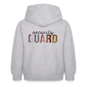 Garde de sécurité Leopard Print Drôle - Sweat à capuche Enfant - gris clair chiné - Dos - AI Model Kid Female (0cm)