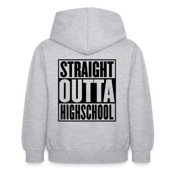 Straight Outta High School Abschluss - Kinder Hoodie - Hellgrau meliert - Hinten - AI Model Kid Female (0cm)