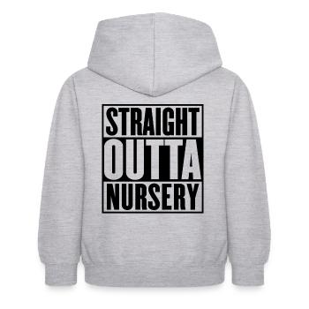 Straight Outta Nursery Abschlussfeier - Kinder Hoodie - Hellgrau meliert - Hinten - AI Model Kid Female (0cm)